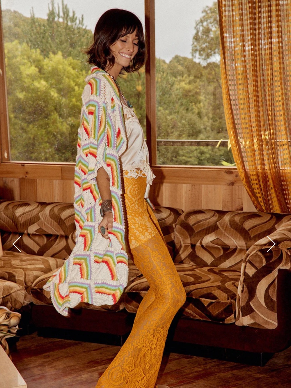 🌈 Chasing Unicorns Rainbow Crochet Cardigan Coat OS NWT Boho 70s 🌈